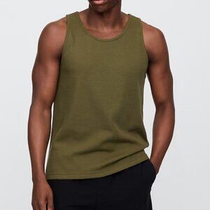 GAP Factory Men's Textured Ribbed Tank Top, Dark Olive Green, Large, NWT